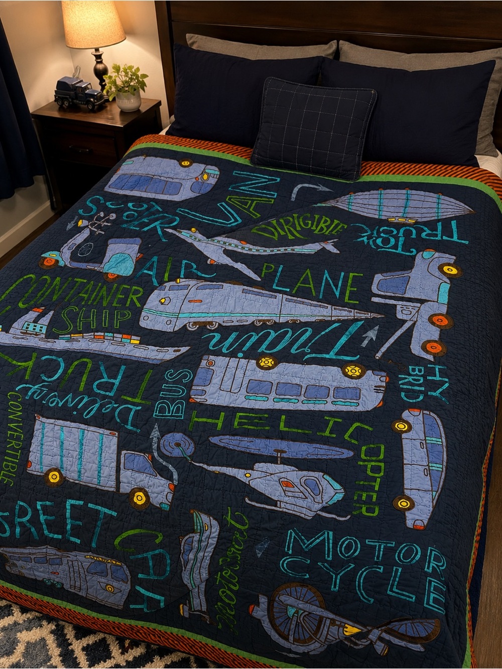 Land of Nod Blue and Green Quilt queen